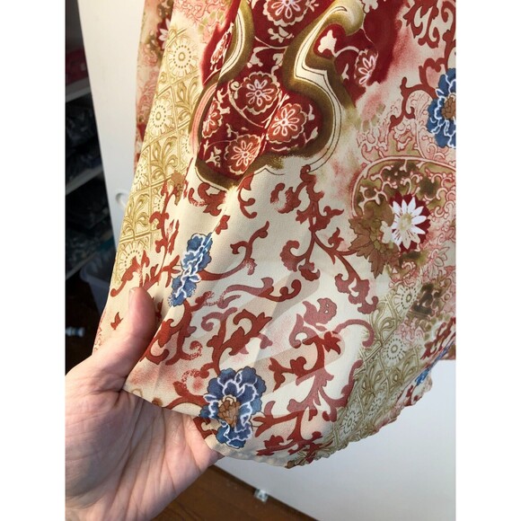 Lane Bryant Venezia 22/24 Chiffon Blouse Sheer Front Tie Boho Floral Romantic - Picture 4 of 8